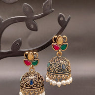 Fancy Leaf Jhumka Antique