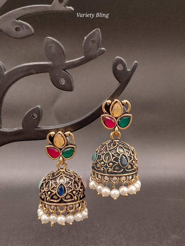 Fancy Leaf Jhumka Antique