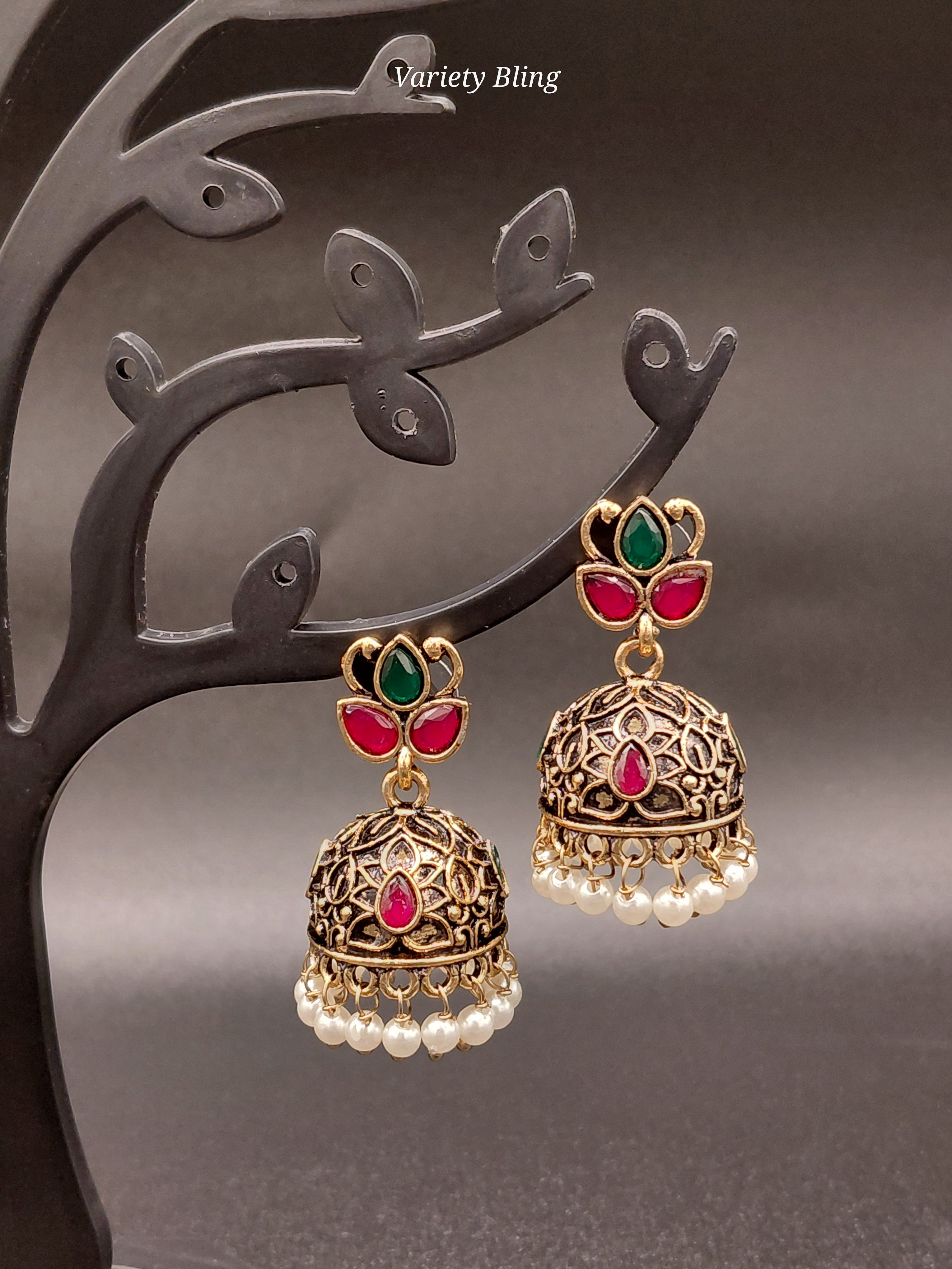 Fancy Leaf Jhumka Antique
