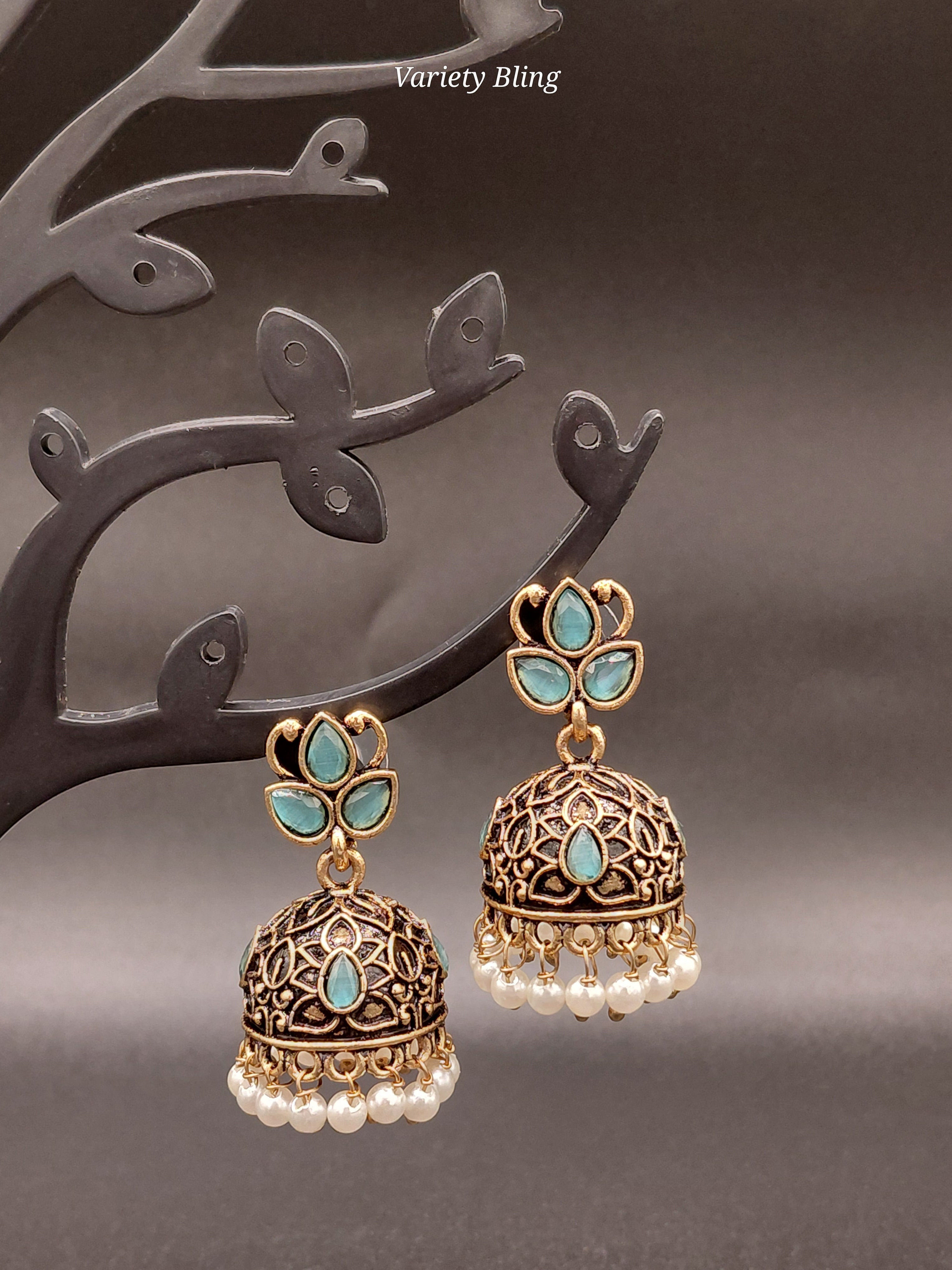 Fancy Leaf Jhumka Antique