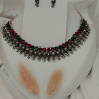 Fancy Necklace Set Black Mtl