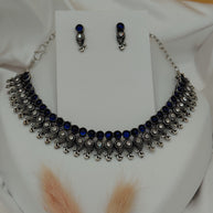 Fancy Necklace Set Black Mtl
