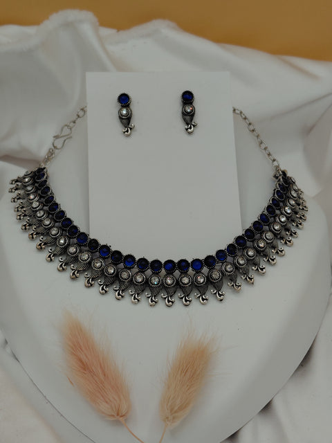 Fancy Necklace Set Black Mtl