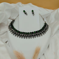 Fancy Necklace Set Black Mtl