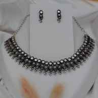 Fancy Necklace Set Black Mtl