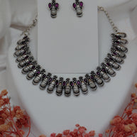 Fancy Necklace Set Black MTL