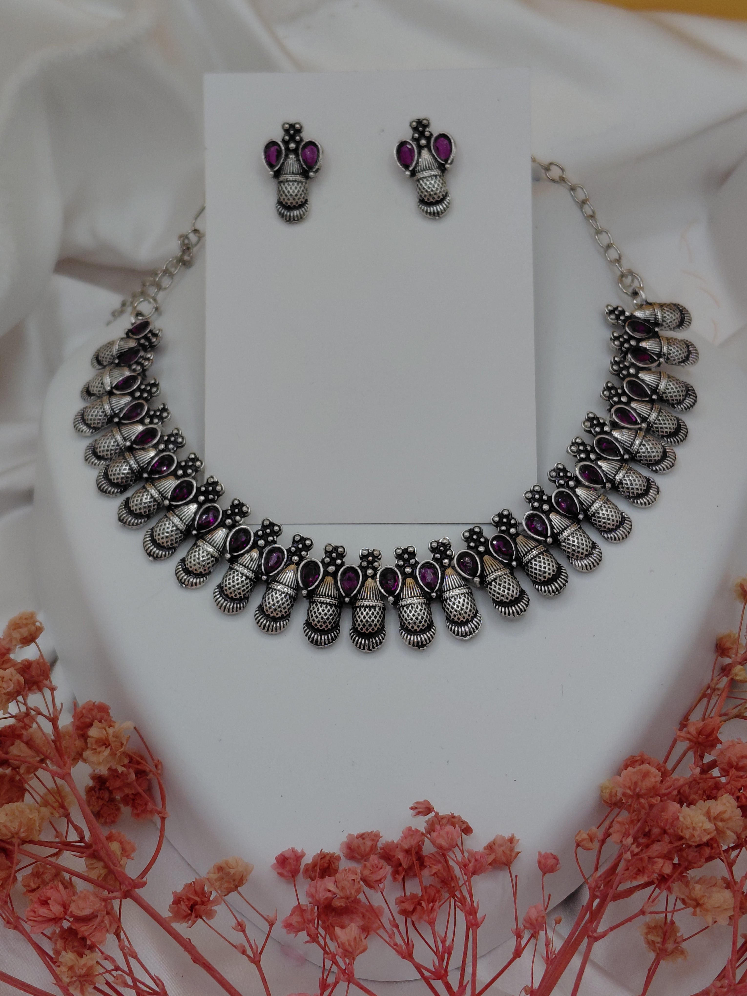 Fancy Necklace Set Black MTL
