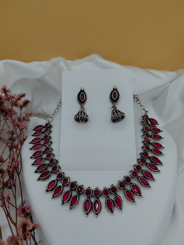 Fancy Necklace Set Black MTL